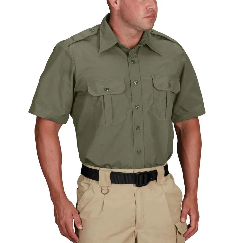 Propper® Men's Tactical Dress Shirt - Large Olive Green Ripstop Short Sleeve